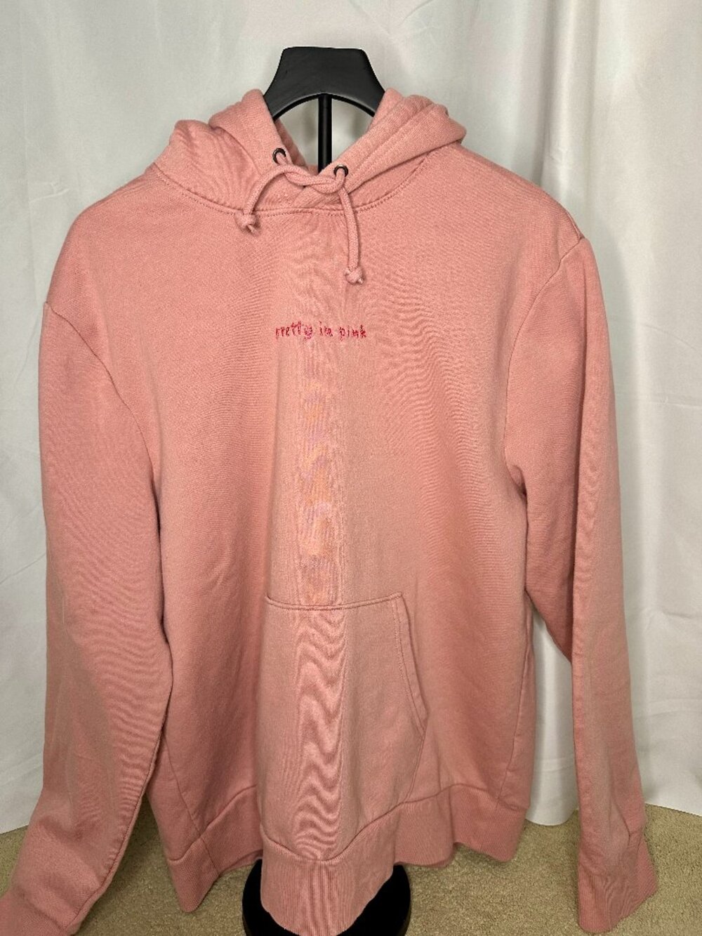Pretty in Pink Embroidered Hoodie XL Coquette Bow Sleeve Sweatshirt